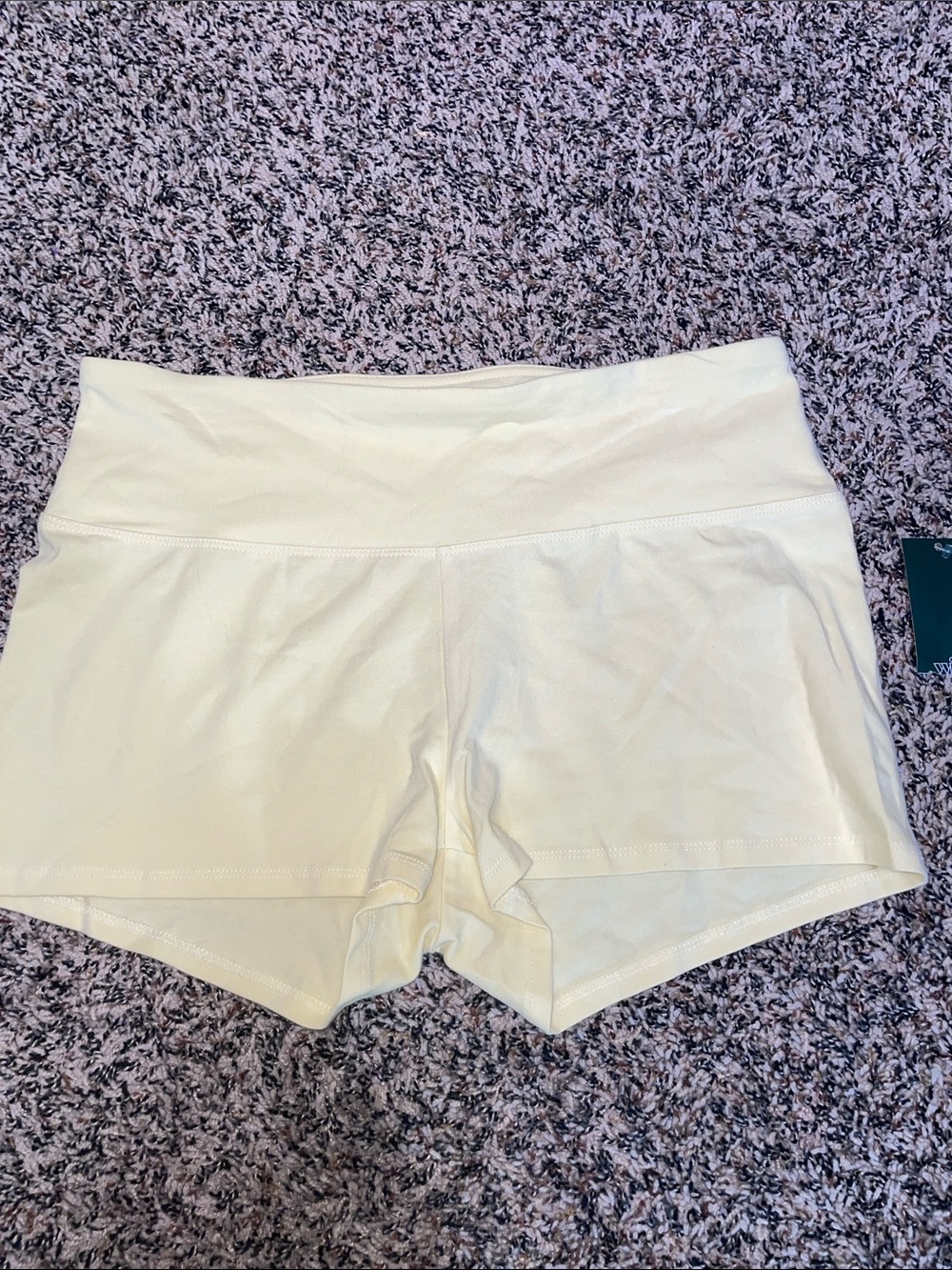 Women's High-Waisted Light Yellow Active Lounge Bike Shorts XL NWT